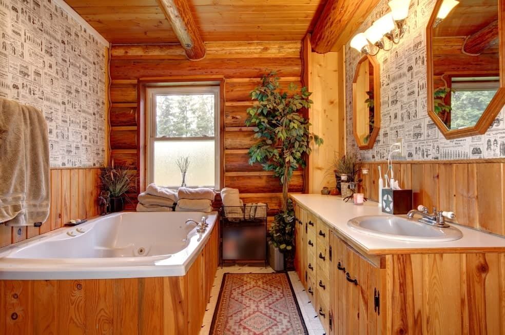 cała łazienka w drewnie