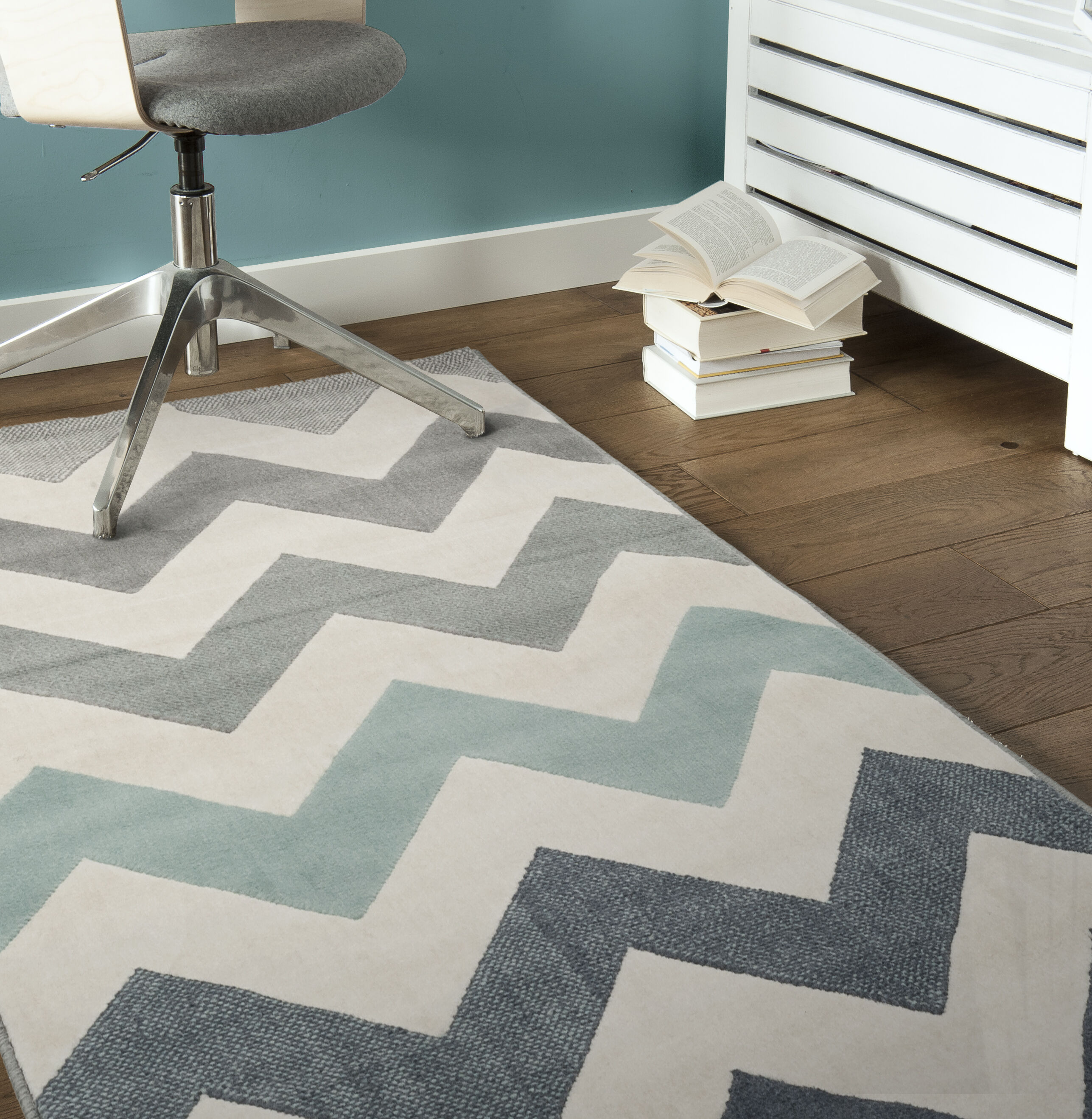 Dywan Canvas 120 x 170 cm zygzak szaroturkusowy