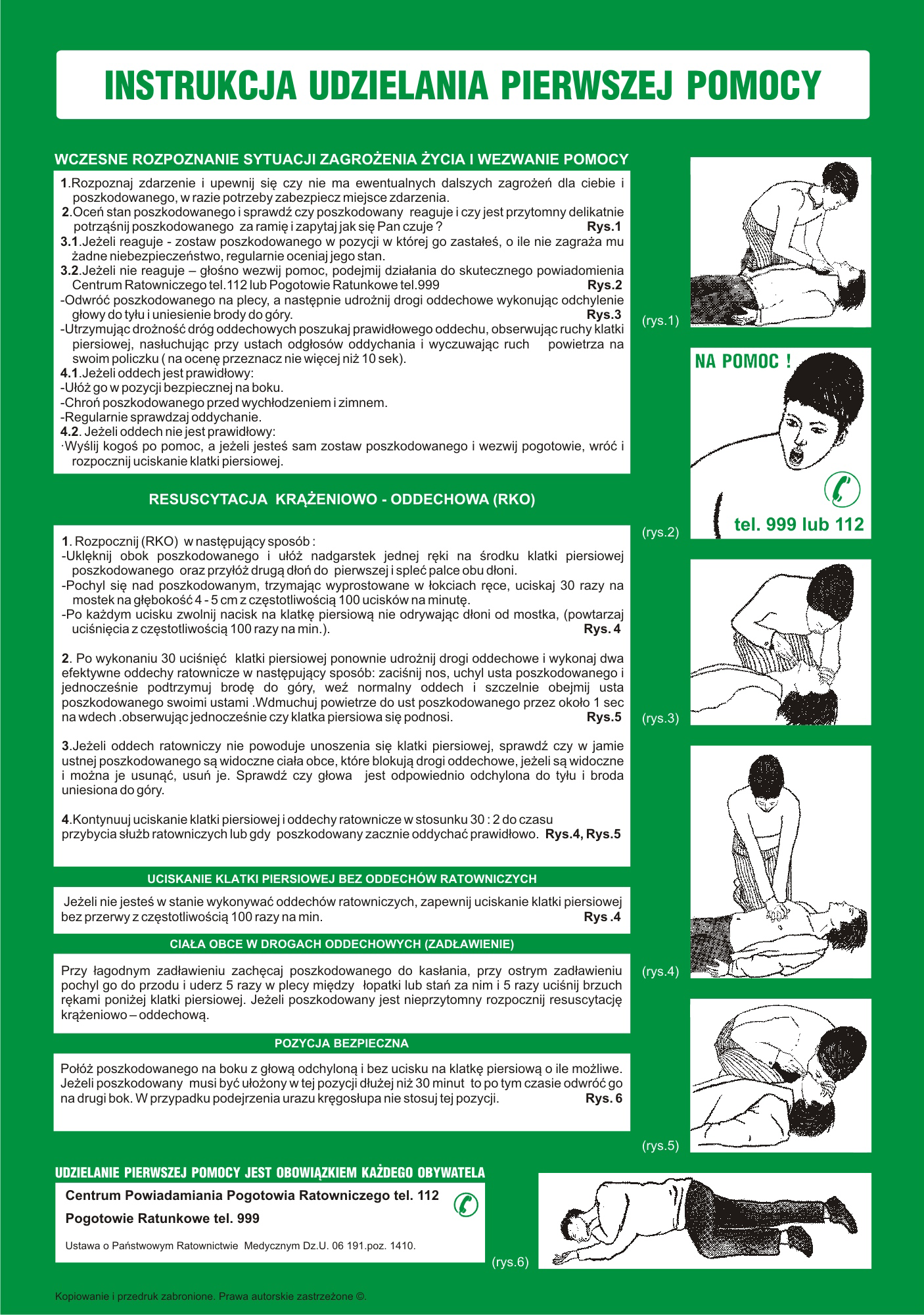 Instrukcja Udzielenia Pierwszej Pomocy Do Wydruku