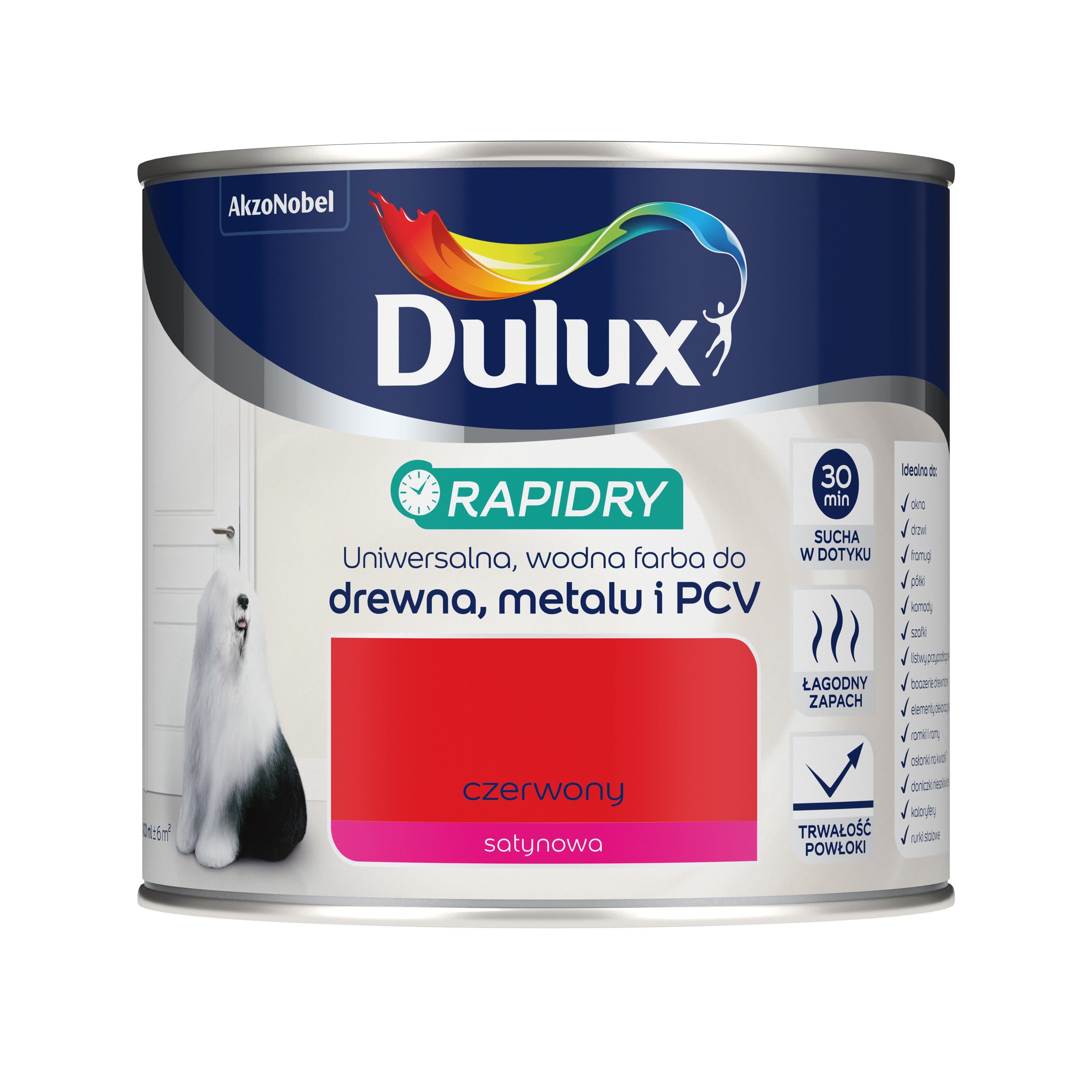 Farba Wodna Z Domieszką Kredy Farba akrylowa Dulux Rapidry 400 ml czerwony - Bricomarche.pl