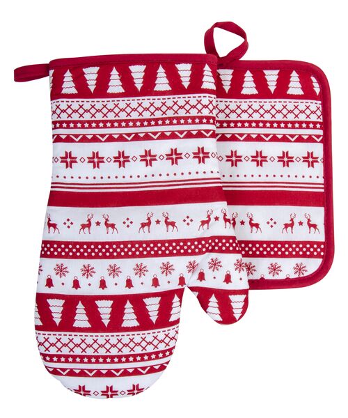 Zestaw łapka i rękawica kuchenna Jingle Bells mix wzorów