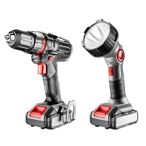 Wiertarko-wkrętarka akumulatorowa 2x14,4 V Li-Ion/1,5 Ah + latarka GRAPHITE