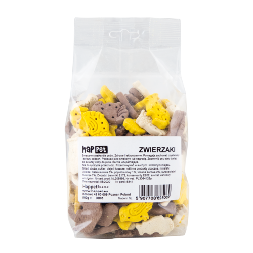 Przysmak dla psa ciasteczka zwierzaki 500 g Happet