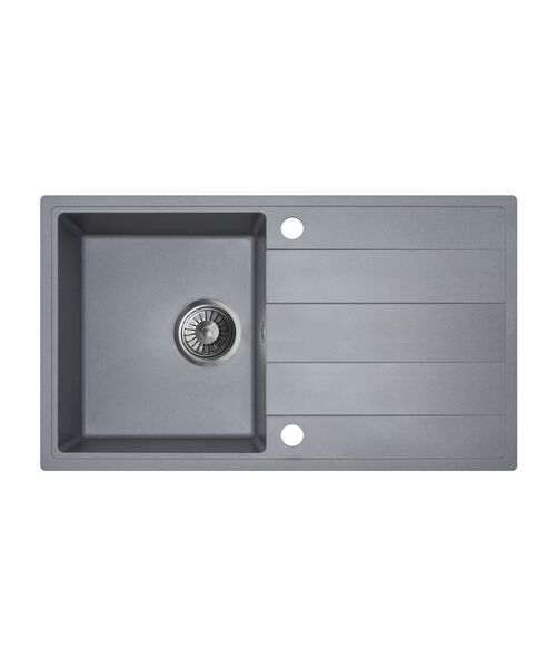 Zlewozmywak granitowy ZING 1-komorowy długi ociekacz 76 x 44 x 19,5 cm chrom/TON DIAMOND GRAY