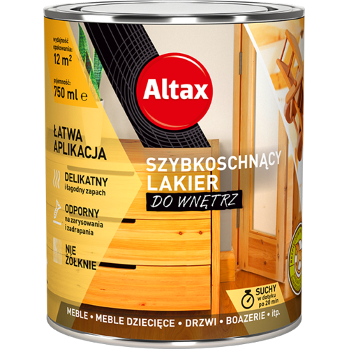 Lakier szybkoschnący do wnętrz 750 ml bezbarwny półmat Altax
