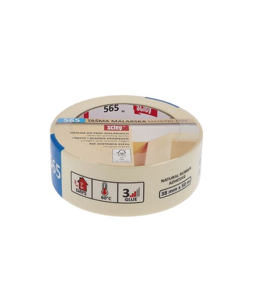 Taśma maskująca seria 565, 38 mm x 50 m biała kauczuk Scley