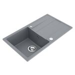 Zlewozmywak granitowy ZING 1-komorowy długi ociekacz 76 x 44 x 19,5 cm chrom/TON DIAMOND GRAY