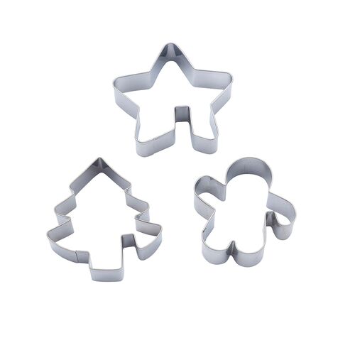 Wykrawacz nierdzewny do ciastek mix świąteczny 3 sztuki srebrny