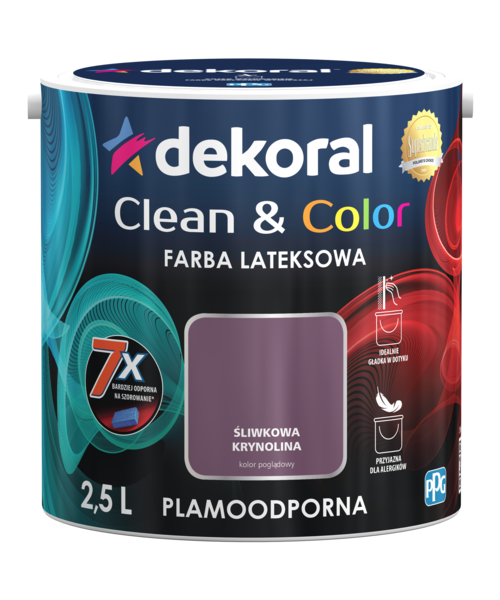 Farba lateksowa Clean&Color Śliwkowa Krynolina 2,5 l Dekoral