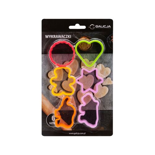 Wykrawaczki plastikowe do ciastek 6 sztuk mix kolorów