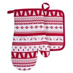 Zestaw łapka i rękawica kuchenna Jingle Bells mix wzorów