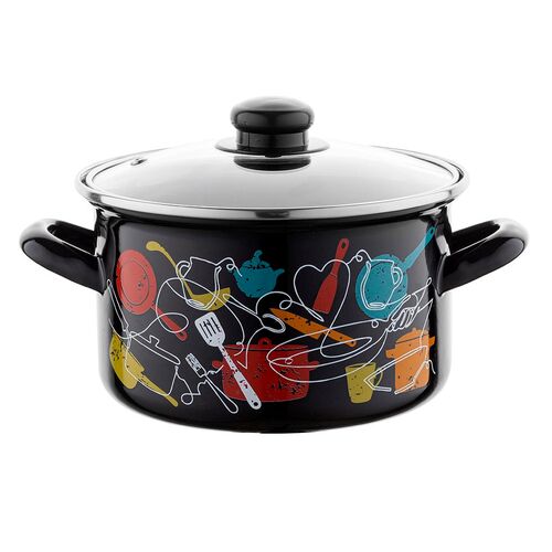 Garnek emaliowany prosty Malena z pokrywką 22 cm 4,7 l