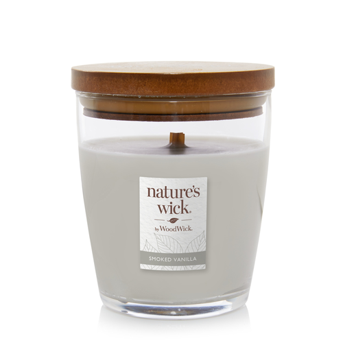 Świeca w szkle z drewnianym knotem Smoked Vanilla Nature`s Wick by WoodWick