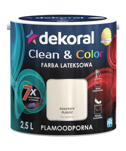 Farba lateksowa Clean&Color Puszysty Flausz 2,5 l Dekoral