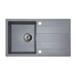 Zlewozmywak granitowy ZING 1-komorowy długi ociekacz 76 x 44 x 19,5 cm chrom/TON DIAMOND GRAY