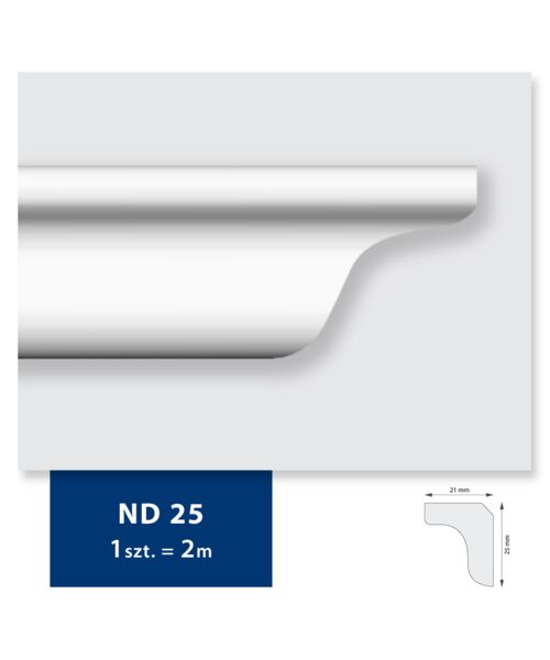 Listwa sufitowa z polistyrenu ND 25, 2 sztuki 200 x 2,5 x 2,1 cm biały DMS