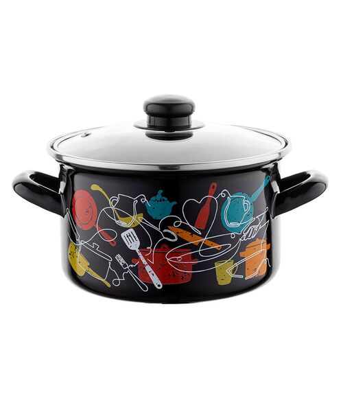 Garnek emaliowany prosty Malena z pokrywką 16 cm 2 l