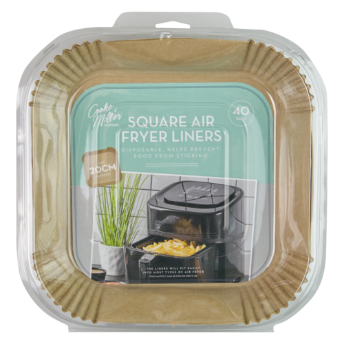 Wkłady kwadratowe do air fryera 20 x 20 cm 40 sztuk