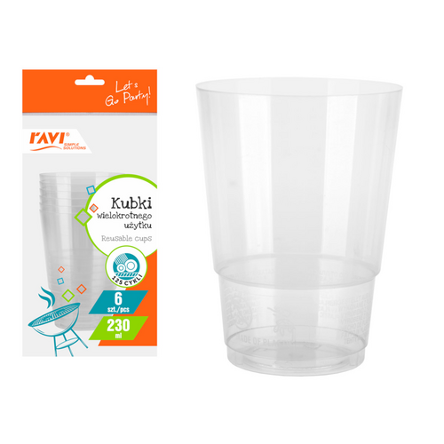 Kubek wielokrotnego użytku 230 ml 6 sztuk