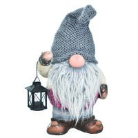 Skrzat z ceramiki z materiałową czapką i latarenką 56 cm