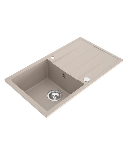 Zlewozmywak granitowy ZING 1-komorowy długi ociekacz 76 x 44 x 19,5 cm chrom/TON PURE SAND