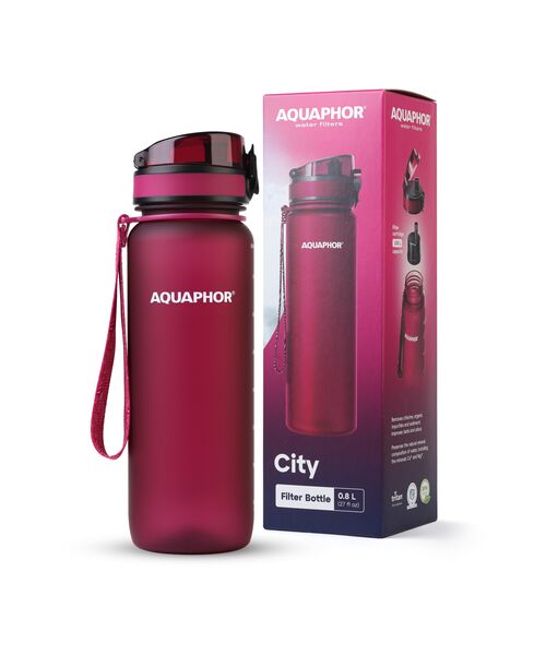 Butelka filtrująca City 800 ml bordowa
