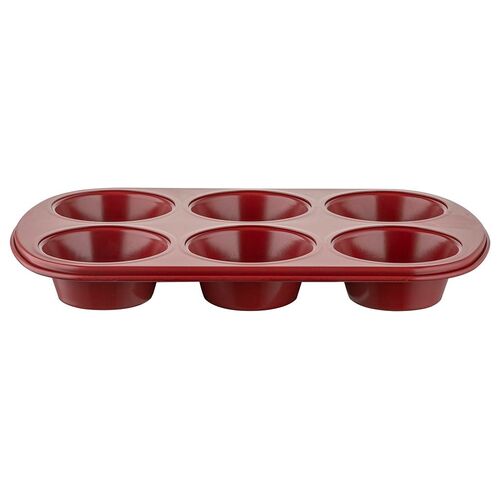 Blacha do muffinek na 6 babeczek Deliss 28,6 x 17,8 x 3 cm bordowy