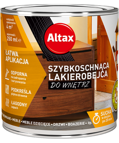 Lakierobejca szybkoschnąca do wnętrz 250 ml dąb Altax