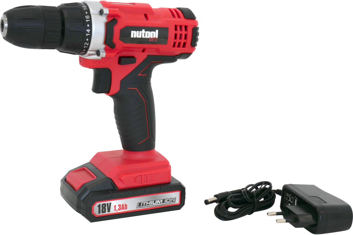 Zestaw wiertarko-wkrętarka 18 V z akumulatorem 1,3 Ah i ładowarką Nutool Red