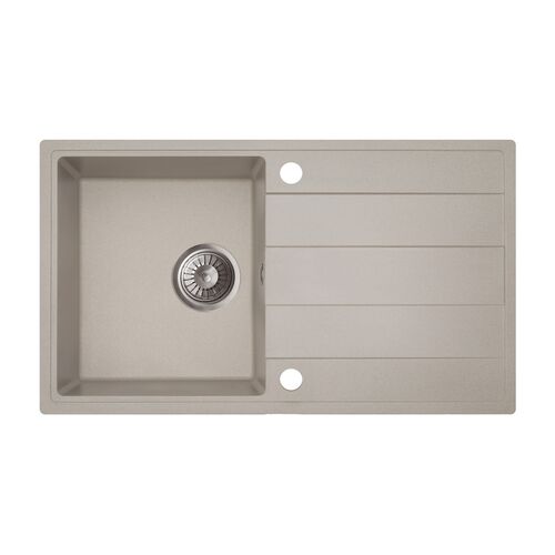 Zlewozmywak granitowy ZING 1-komorowy długi ociekacz 76 x 44 x 19,5 cm chrom/TON PURE SAND