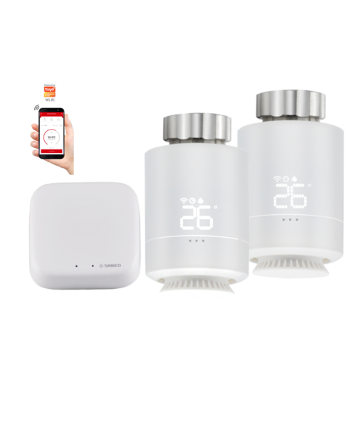 Zestaw Smart Home WiFi Tuya: 2 x głowica termostatyczna + Bramka ZigBee