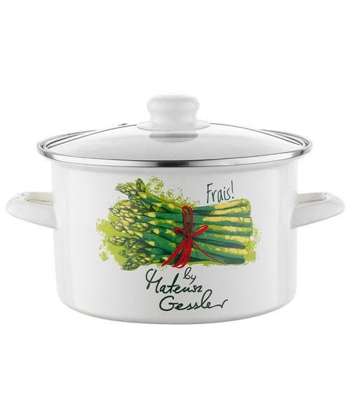 Garnek emaliowany prosty Szparagi z pokrywką 22 cm 4,8 l