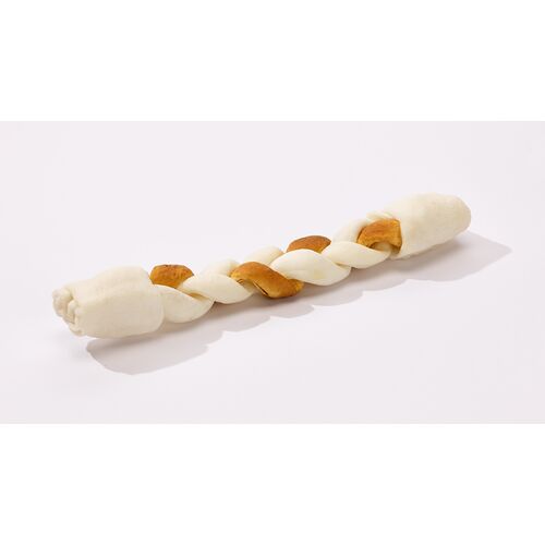 Gryzak suszony warkocz wołowy Premium brązowo - biały 25 cm 1 sztuka
