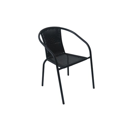 Fotel Bistro stal+rattan czarny