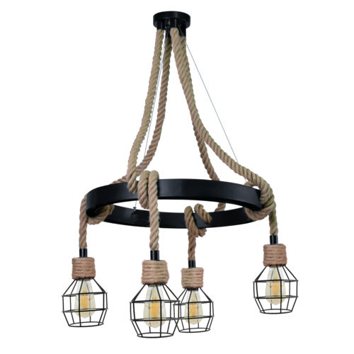 Lampa IL MIO ROPE ALEGRA 4xE27 lina konopna+czarna