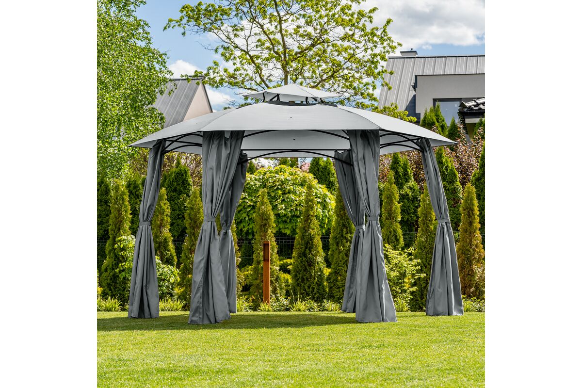 Pawilon ogrodowy okrągły 360 cm Gavi 2 grafitowy