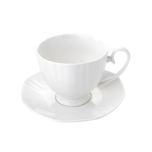 Filiżanki ze spodkiem Gamma 330 ml 6 sztuk biały