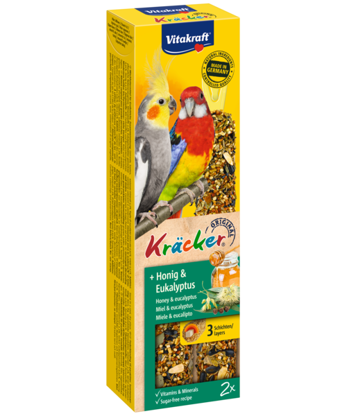 Kolba dla średnich papug Kracker 2 sztuki miód/eukaliptus Vitakraft