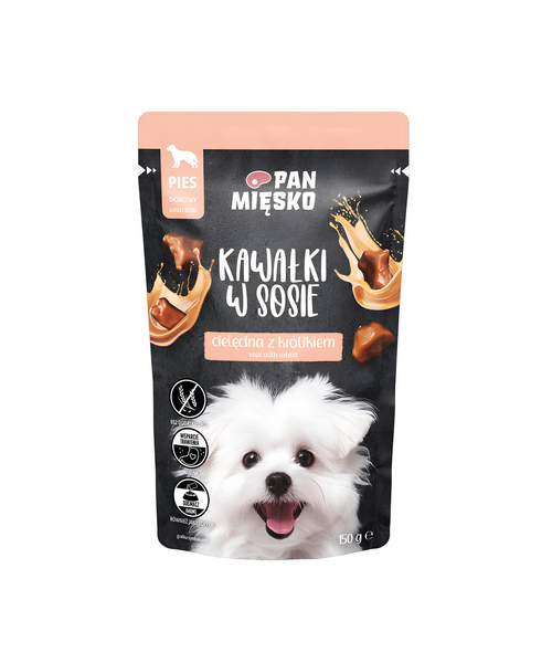 Karma mokra dla psa kawałki w sosie cielęcina / królik 150 g Pan Mięsko