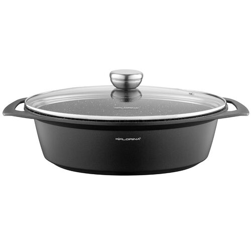 Brytfanna aluminiowa Chef owalna 39,5 x 28,5 x 12,3 cm 7,3L czarny