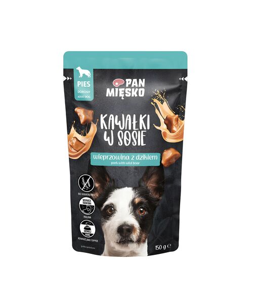 Karma mokra dla psa kawałki w sosie wieprzowina / dzik 150 g Pan Mięsko