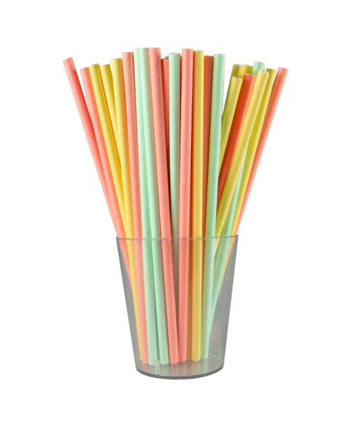 Słomka papierowa pastelowa 12 sztuk mix