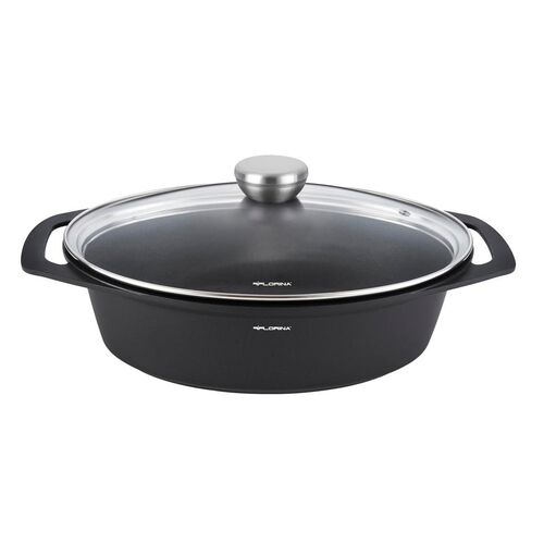 Brytfanna aluminiowa Chef owalna 39,5 x 28,5 x 12,3 cm 7,3 l czarny