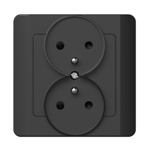 Gniazdo podwójne z uziemieniem silva czarne