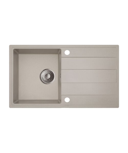 Zlewozmywak granitowy ZING 1-komorowy długi ociekacz 76 x 44 x 19,5 cm chrom/TON PURE SAND