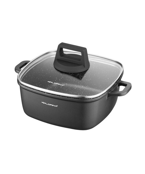 Garnek aluminiowy Chef kwadrat z pokrywką 20 x 20 x 9 cm 2,6 l