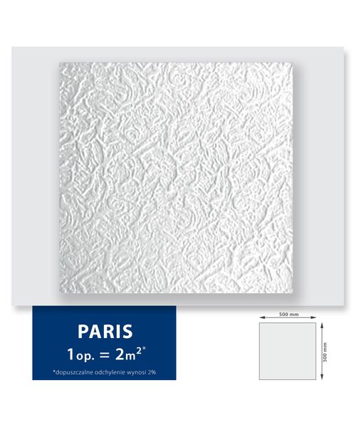 Kaseton sufitowy Paris tłoczony z ramką 2 m² 50 x 50 cm biały DMS
