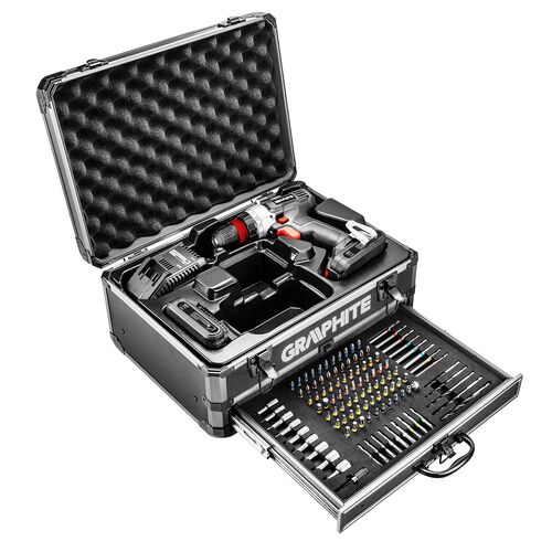 Zestaw Energy+ w walizce aluminiowej z wiertarko-wkrętarką GRAPHITE