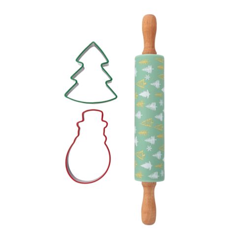 Zestaw do pieczenia szpatułka+wykrawacz choinka+bałwanek