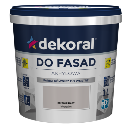 Akrylowa farba fasadowa Polinit beżowo szary 1 l